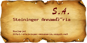 Steininger Annamária névjegykártya
